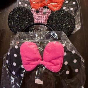 Kids Polka Dot Mouse Ears Headband with Pink Bow set of 3